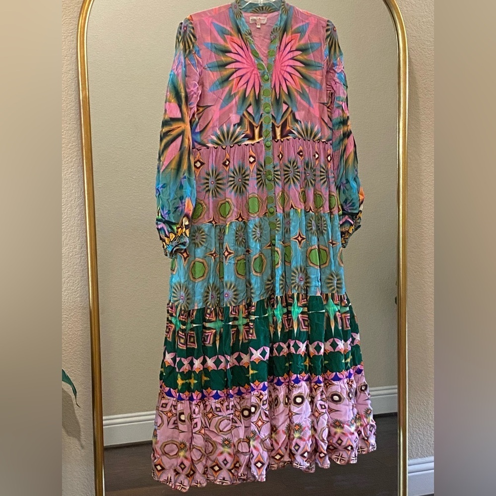Siddhartha Bansal x Anthropologie Mixed Print Button Front Maxi Dress Size S - Picture 14 of 15